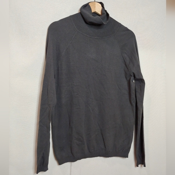 Talbots turtleneck Sweater Long Sleeve Shirt Gray Rayon Nylon Blend New Large - Picture 4 of 9